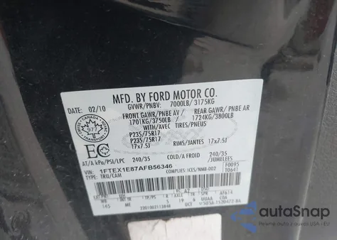 2010 Ford F-150 Stx/Xl/Xlt from USA, damaged, VIN 1FTEX1E87AFB56346